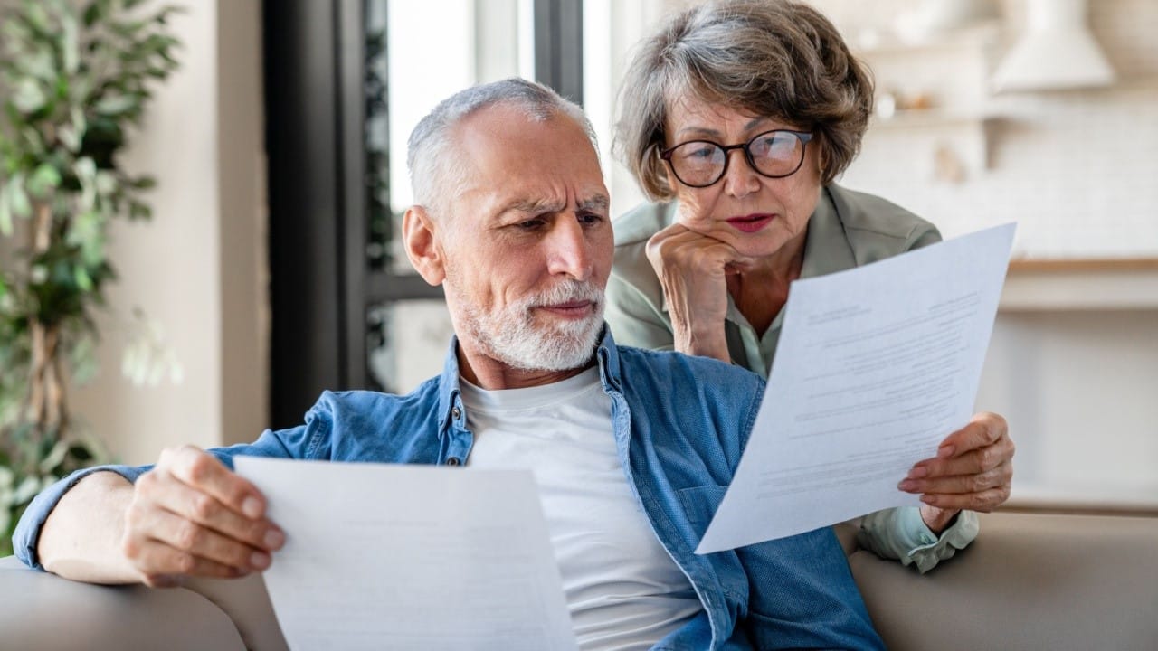 Senior old elderly spouses on retirement financial plans