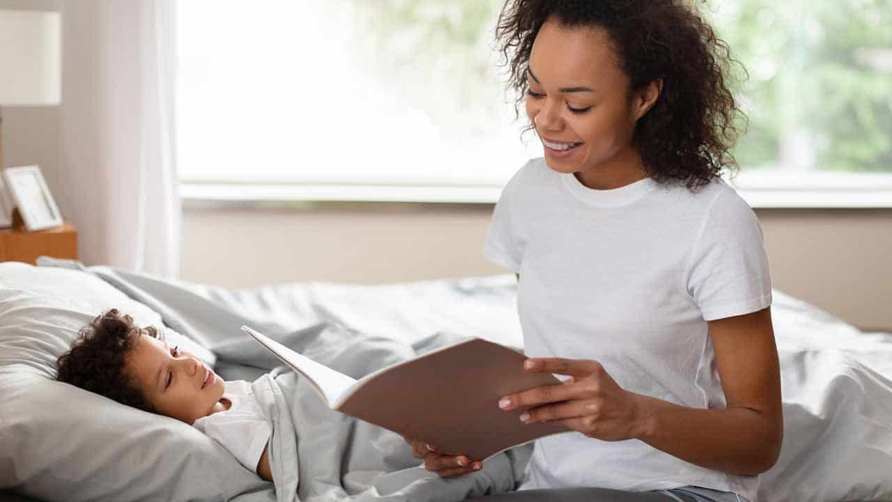 mom reading to child during bedtime routine